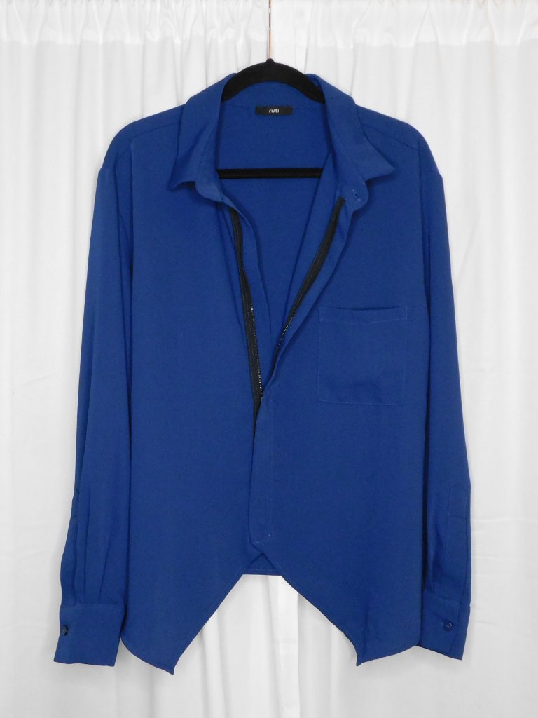 Ruti Handkerchief Zipper Blouse | Dark Royal Cobalt Blue | Euc | 4 / Small — image 2 of 8